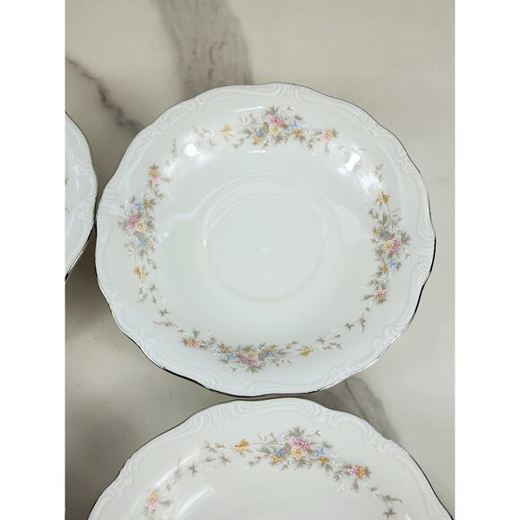 Johann Haviland Floral Splendor Saucers 6 1/4" Silver Trim 80s Germany x4 Vtg - Picture 4 of 16